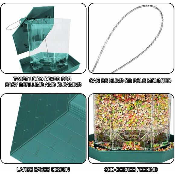 Bird Feeder Hanging Birds Seed Outside Wild Bird Feeders Garden Yard Rainproof - Picture 4 of 9